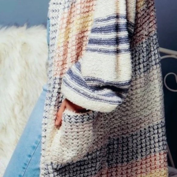 ✨4X HP✨ Oversized Boyfriend Striped Open Cardigan - M/L - Picture 5 of 15